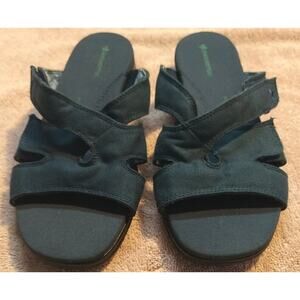 GRASSHOPPERS Navy Blue Hightide Comfort Sandals Women's Sz 10 M Low Wedge Slides